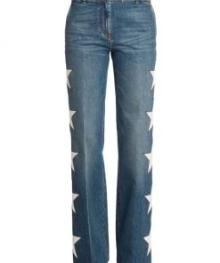 Palm Angels Wide-Leg Star-Patch Jeans