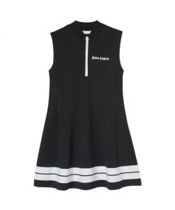 Palm Angels Logo-Embroidered Flared Track Minidress