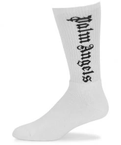 Palm Angels Vertical Logo Calf Socks For Men