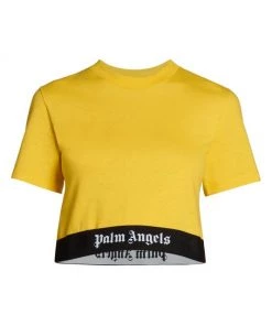 Palm Angels Logo-Trim Cropped Tee