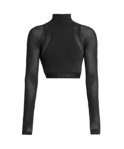 Palm Angels Cropped Seamless Turtleneck Top