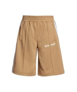 Palm Angels Classic Track Shorts Beige White For Men