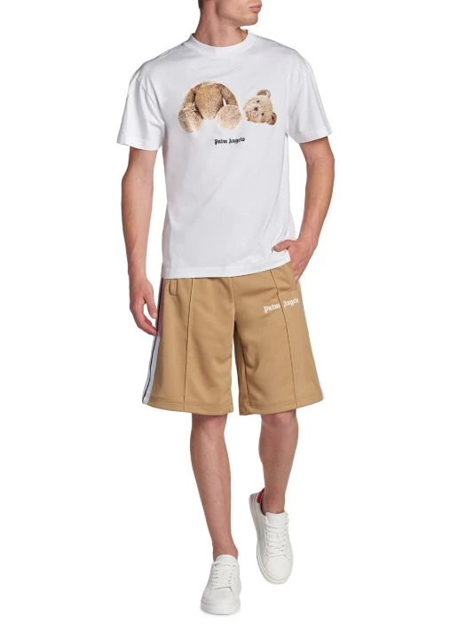 Palm Angels Classic Track Shorts Beige White For Men 4 Palm Angels Classic Track Shorts Beige White For Men - Image 2
