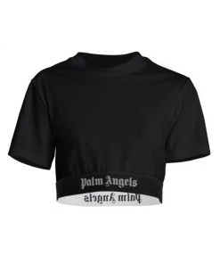 Palm Angels Cropped Logo-Hem Top