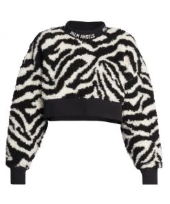 Palm Angels Cropped Zebra-Print Sherpa Top