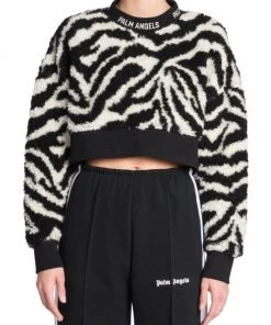 Palm Angels Cropped Zebra-Print Sherpa Top -Palm Angels Sales Store unnamed file 405
