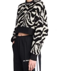 Palm Angels Cropped Zebra-Print Sherpa Top -Palm Angels Sales Store unnamed file 406