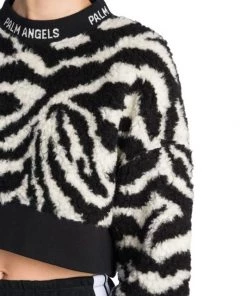 Palm Angels Cropped Zebra-Print Sherpa Top -Palm Angels Sales Store unnamed file 408