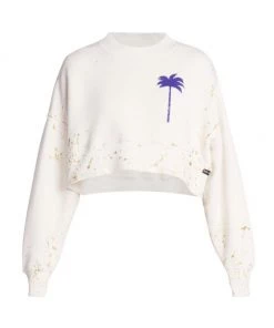 Palm Angels Cropped Paint-Splatter Sweatshirt