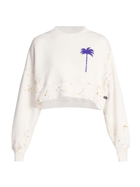 Palm Angels Cropped Paint-Splatter Sweatshirt 3 Palm Angels Cropped Paint-Splatter Sweatshirt