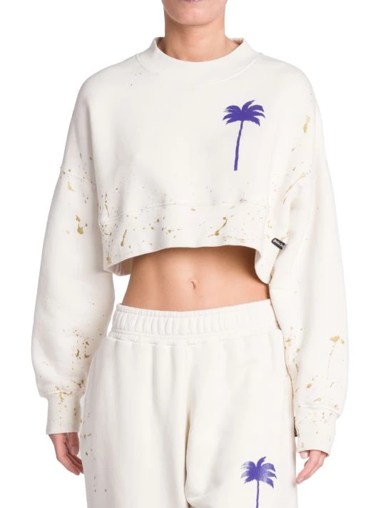 Palm Angels Cropped Paint-Splatter Sweatshirt 5 Palm Angels Cropped Paint-Splatter Sweatshirt - Image 3