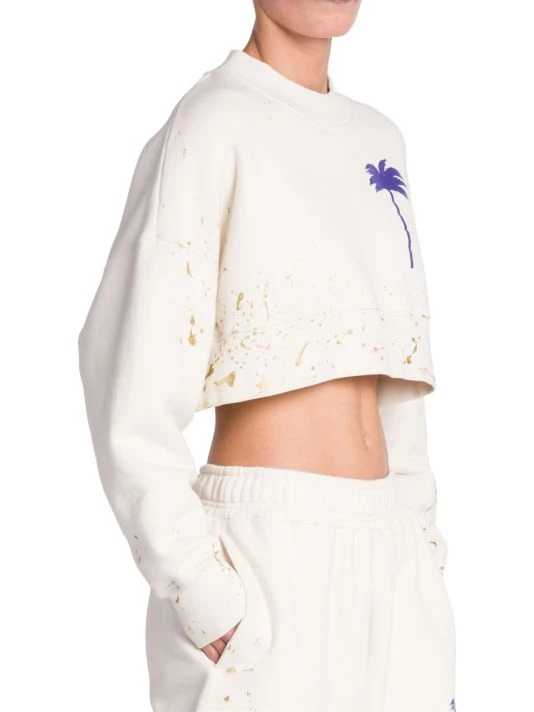 Palm Angels Cropped Paint-Splatter Sweatshirt 6 Palm Angels Cropped Paint-Splatter Sweatshirt - Image 4