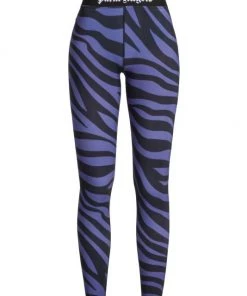 Palm Angels Zebra-Print Logo Leggings