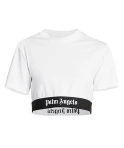 Palm Angels Cropped Logo-Hem T-Shirt