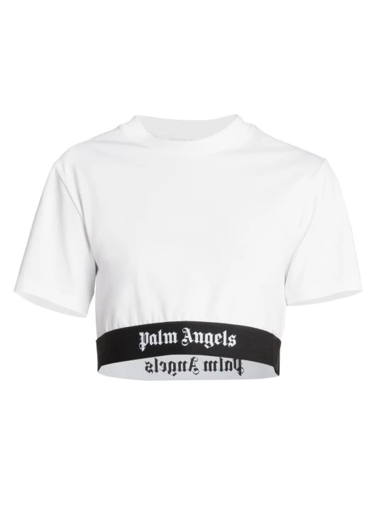 Palm Angels Cropped Logo-Hem T-Shirt 3 Palm Angels Cropped Logo-Hem T-Shirt