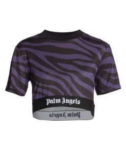 Palm Angels Cropped Zebra-Print Logo T-Shirt