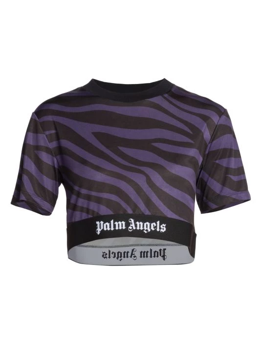 Palm Angels Cropped Zebra-Print Logo T-Shirt 3 Palm Angels Cropped Zebra-Print Logo T-Shirt