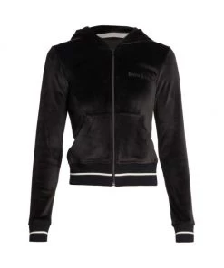 Palm Angels Logo-Embroidered Velvet Hoodie