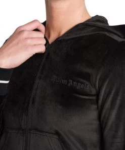 Palm Angels Logo-Embroidered Velvet Hoodie -Palm Angels Sales Store unnamed file 608