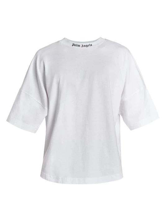 Palm Angels Classic Logo Over Tee White Black For Men 3 Palm Angels Classic Logo Over Tee White Black For Men