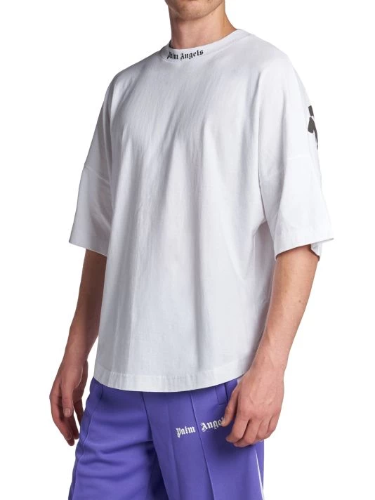 Palm Angels Classic Logo Over Tee White Black For Men 6 Palm Angels Classic Logo Over Tee White Black For Men - Image 4