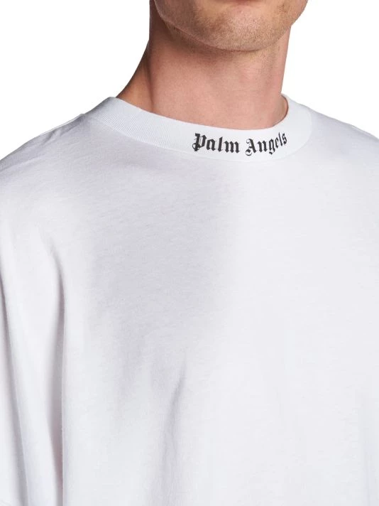Palm Angels Classic Logo Over Tee White Black For Men 8 Palm Angels Classic Logo Over Tee White Black For Men - Image 6