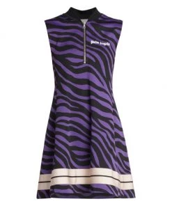 Palm Angels Sleeveless Zebra-Print Track Minidress
