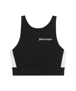 Palm Angels Training Striped Logo Crop Top