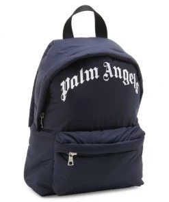 Palm Angels Kid's Curved Logo Backpack For Kids