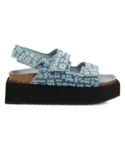 Palm Angels Monogram Denim Platform Sandals