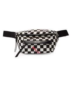 Palm Angels Checkerboard Printed Canvas & Leather Belt Bag For Men