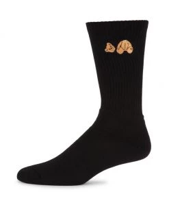 Palm Angels Embroidered Bear Crew Socks For Men