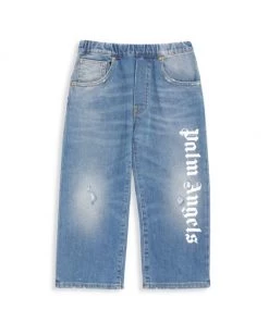 Palm Angels Little Boy's & Boy's Logo Over Five-Pocket Jeans For Kids