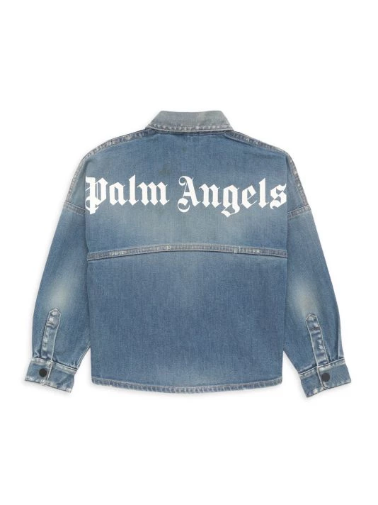 Palm Angels Little Boy's & Boy's Over Logo Denim Shirt For Kids 4 Palm Angels Little Boy's & Boy's Over Logo Denim Shirt For Kids - Image 2